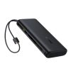 Powerbank 20000mAh 100W ar displeju un iebūvētiem USB-C kabeļiem - melns