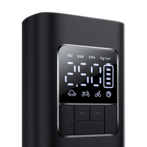 Ar akumulatoru darbināms kompresors, riepu pumpis ar displeju, 50 W, 4000 mAh - melns