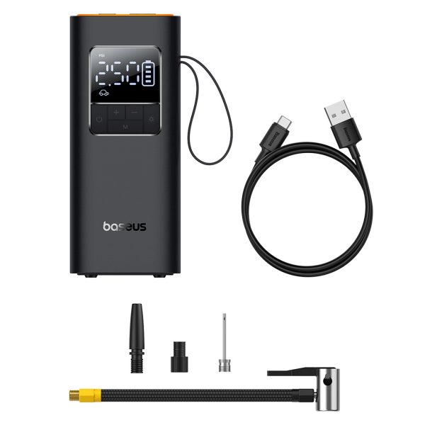 Ar akumulatoru darbināms kompresors, riepu pumpis ar displeju, 50 W, 4000 mAh - melns