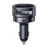 USB-A USB-C automašīnas lādētājs ar ievelkamu USB-C kabeli 60W - melns