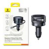 USB-A USB-C automašīnas lādētājs ar ievelkamu USB-C kabeli 60W - melns