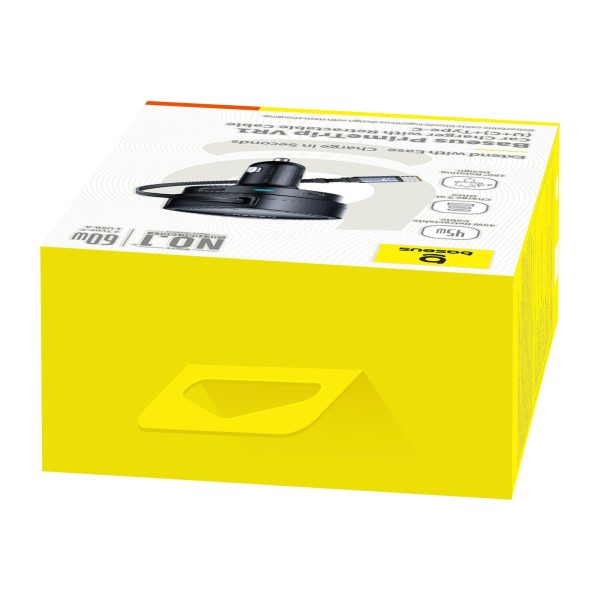 USB-A USB-C automašīnas lādētājs ar ievelkamu USB-C kabeli 60W - melns