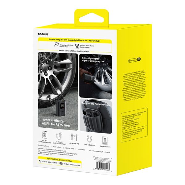 1033463-7-pompka-bezprzewodowa-kompresor-150-psi-7500-mah-baseus-hurtownia-dropshipping.jpg Bezvadu sūkņa kompresors 150 PSI 7500 mAh - tumši pelēks