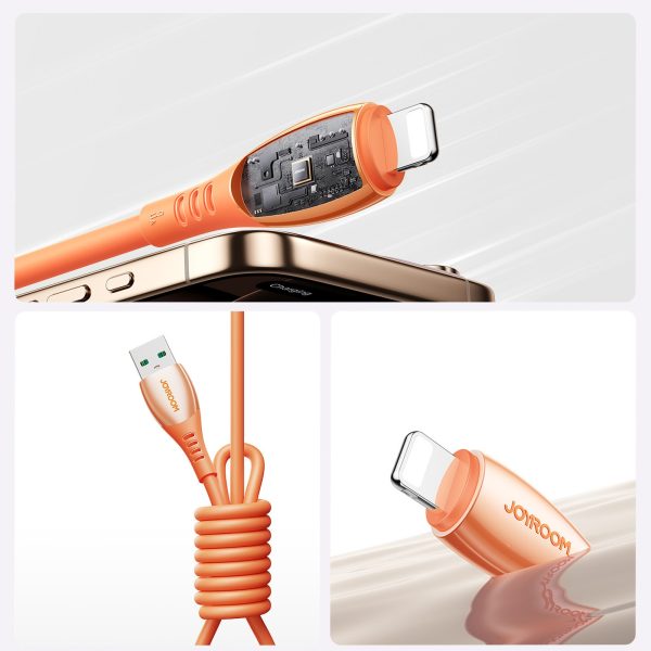 USB-A kabelis - iPhone Lightning Vibrant Series 3A 1.2m - Oranžs