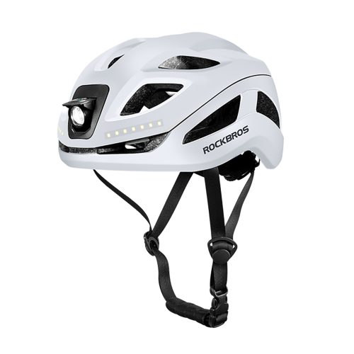 Velosipēda ķivere ar integrētu daudzvirzienu apgaismojumu USB-C 57-61 cm - balta