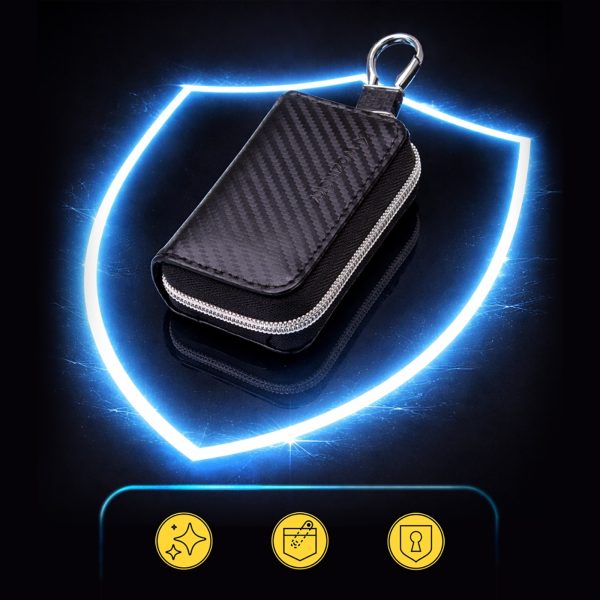 RFID pretaizdzīšanas automašīnas atslēgu maciņš ar Faraday būri - melns