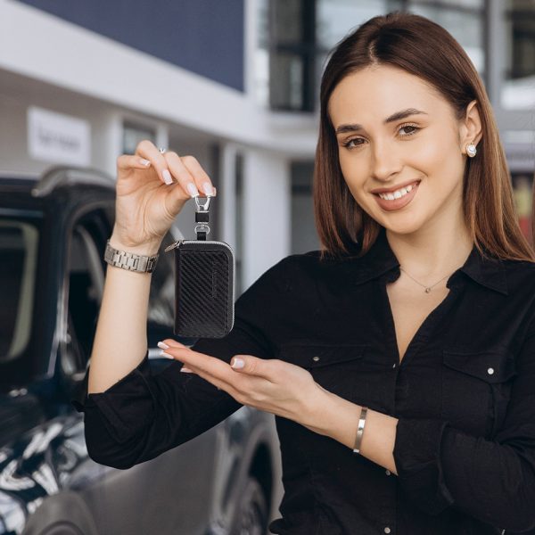 RFID pretaizdzīšanas automašīnas atslēgu maciņš ar Faraday būri - melns