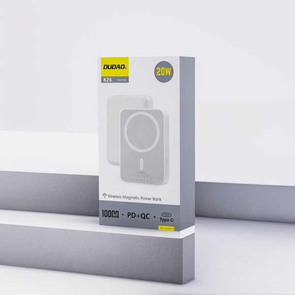 Powerbank K26 10000mAh 20W USB-A USB-C MagSafe - balts