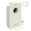 K14+ 20000mAh 22.5W USB-C USB-A Power Bank ar iebūvētiem iPhone Lightning USB-C kabeļiem - balts