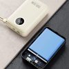 K14+ 20000mAh 22.5W USB-C USB-A Power Bank ar iebūvētiem iPhone Lightning USB-C kabeļiem - balts