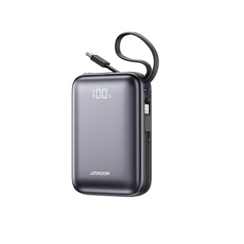 Powerbank 20000mAh 22.5W USB-C ar dubultu kabeli - melns