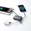 Powerbank 20000mAh 22.5W USB-C ar dubultu kabeli - melns