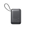Powerbank 20000mAh 22.5W USB-C ar dubultu kabeli - melns