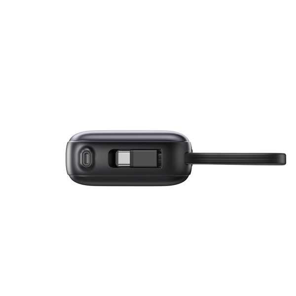 Powerbank 20000mAh 22.5W USB-C ar dubultu kabeli - melns