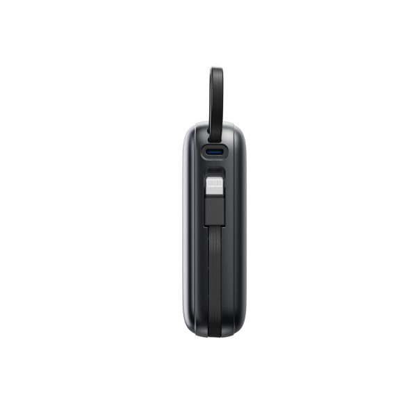 Powerbank 20000mAh 22.5W USB-C ar dubultu kabeli - melns