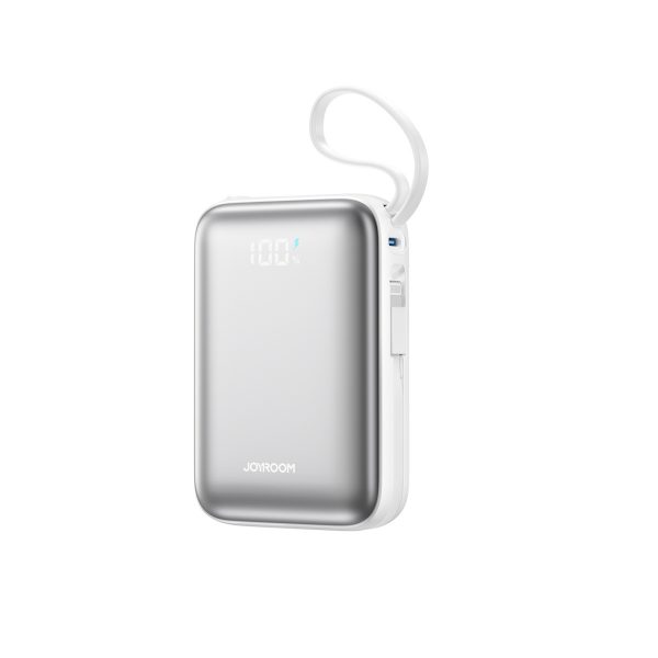 Powerbank 20000mAh 22.5W USB-C ar dubultu kabeli - balts
