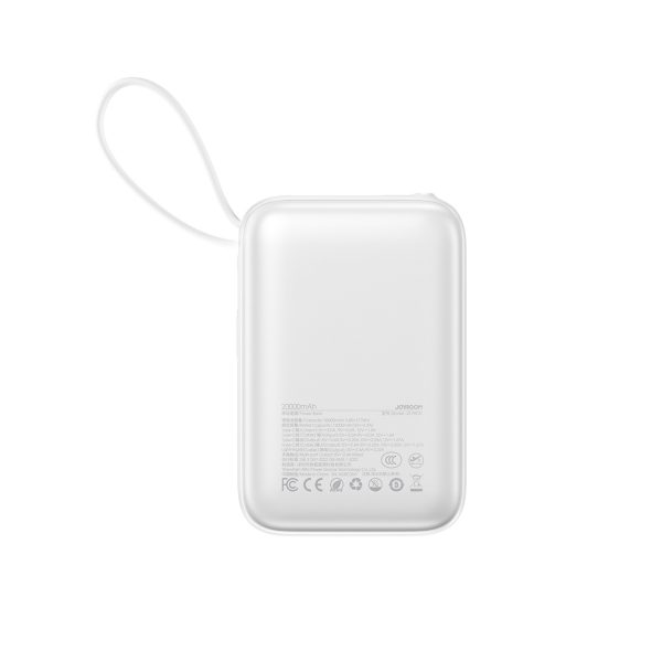 Powerbank 20000mAh 22.5W USB-C ar dubultu kabeli - balts