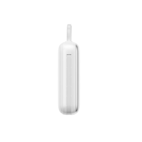 Powerbank 20000mAh 22.5W USB-C ar dubultu kabeli - balts