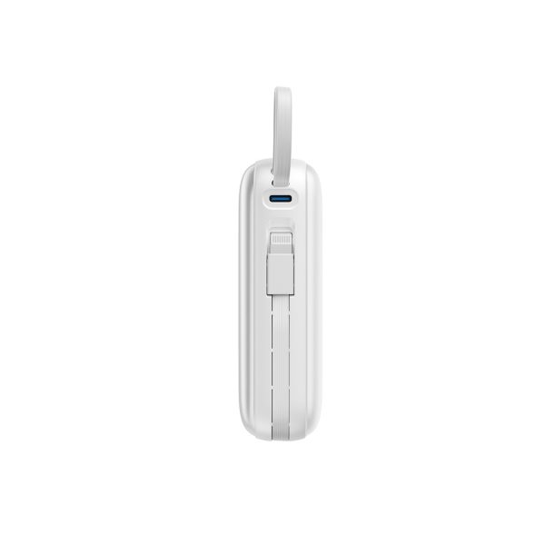 Powerbank 20000mAh 22.5W USB-C ar dubultu kabeli - balts