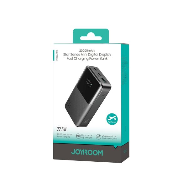 1033533-7-powerbank-20000mah-22-5w-usb-a-usb-c-czarny-joyroom-hurtownia-dropshipping.jpg Powerbank 20000mAh 22.5W USB-A USB-C ar displeju JR-QP192 Mini - melns
