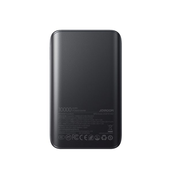 Powerbank 10000mAh 22.5W USB-A USB-C ar displeju JR-QP191 Mini - melns