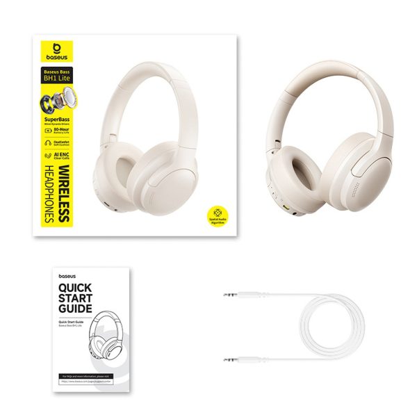 Bass BH1 Lite Bluetooth bezvadu austiņas - baltas