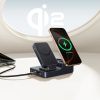 6-in-1 bezvadu uzlādes stacija USB-A USB-C 2x maiņstrāvas kontaktligzda 67W - melna