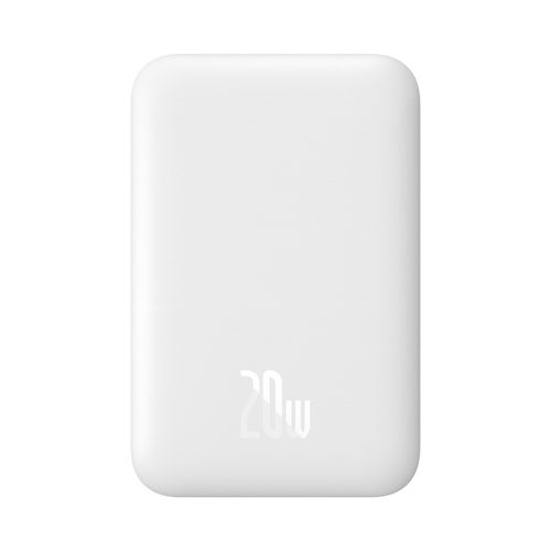 Airpow 6000mAh 20W magnētiskais Power Bank ar Baseus Simple USB-C kabeli - USB-C 30cm - balts