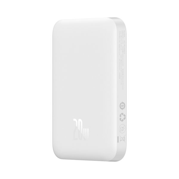 Airpow 6000mAh 20W magnētiskais Power Bank ar Baseus Simple USB-C kabeli - USB-C 30cm - balts