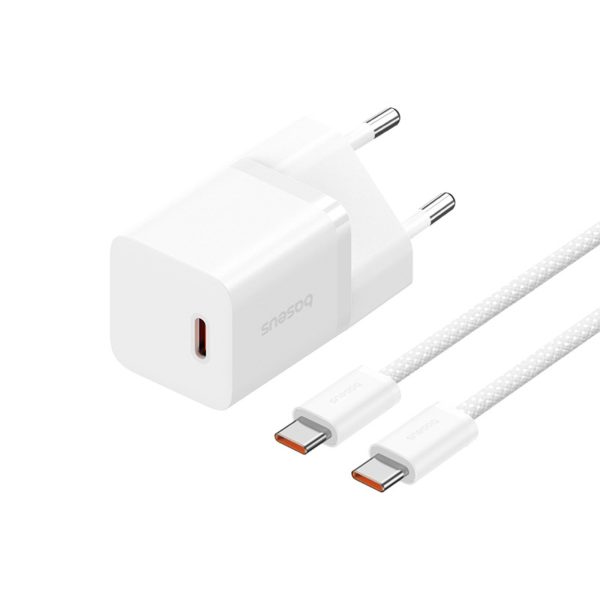 1033550-7-ladowarka-sieciowa-usb-c-gan5-30w-kabel-usb-c-bial-baseus-hurtownia-dropshipping.jpg USB-C GaN5 30W sienas lādētājs ar 100W 1m USB-C kabeli - balts