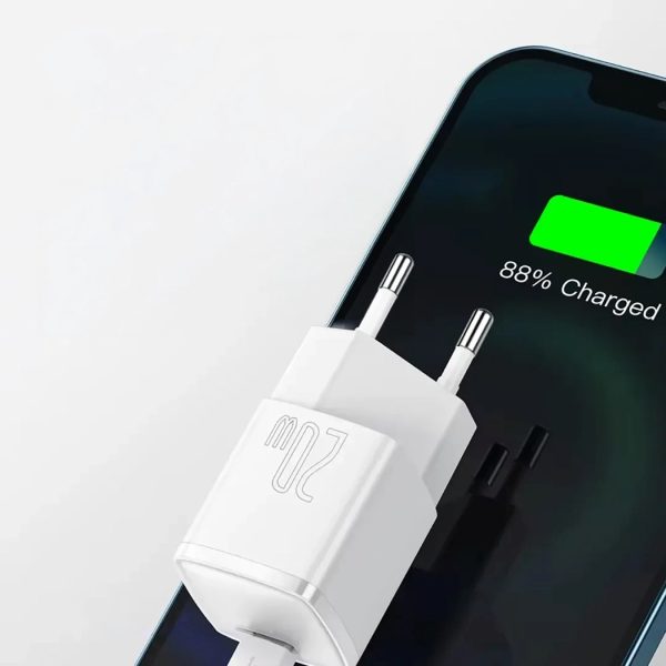 USB-C PD Cube 20W sienas lādētājs ar PD 20W 1m kabeli - balts