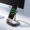 3-in-1 induktīvais lādētājs viedtālrunim, pulkstenim, austiņām ar dzesēšanu un USB-C kabeli 45W - melns