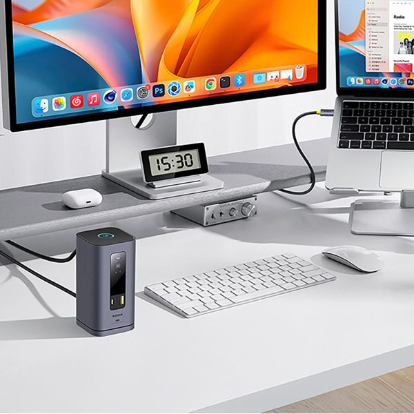 HUB 11in1 dokstacija USB-C USB-A HDMI RJ45 miniligzda 3,5 mm - pelēka
