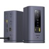 HUB 11in1 dokstacija USB-C USB-A HDMI RJ45 miniligzda 3,5 mm - pelēka
