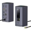 HUB 11in1 dokstacija USB-C USB-A HDMI RJ45 miniligzda 3,5 mm - pelēka