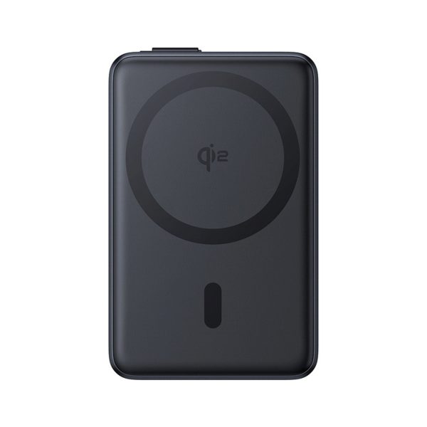 10000mAh magnētiskais Power Bank ar statīvu un iebūvētu USB-C Qi2 MagSafe 30W kabeli - melns