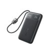 Powerbank 10000mAh USB-A USB-C FC11 ar displeju un iebūvētiem kabeļiem 22,5 W - melns