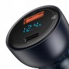Automašīnas lādētājs ar displeju USB-A USB-C QC PPS 65W - tumši pelēks