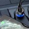 Automašīnas lādētājs ar displeju USB-A USB-C QC PPS 65W - tumši pelēks