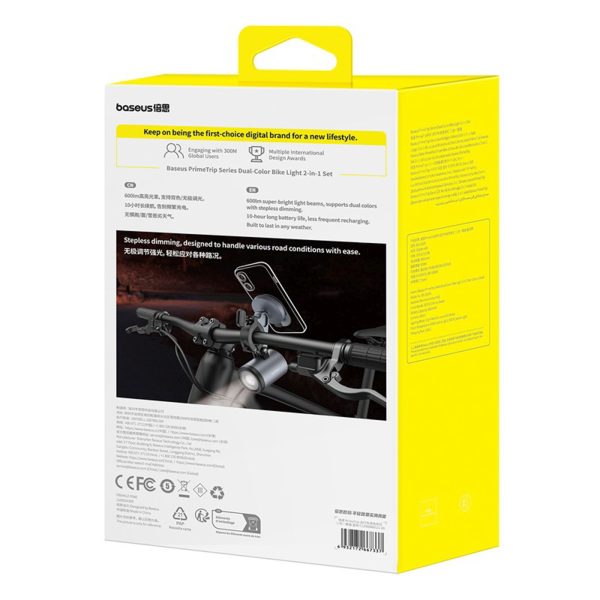 1033561-10-uchwyt-rowerowy-na-smartfon-z-lampka-akumulatorowa-baseus-hurtownia-dropshipping.jpg Viedtālruņa velosipēda turētājs ar 2-in-1 uzlādējamu lukturi 3000mAh 660 lm IP68 LED - melns un pelēks