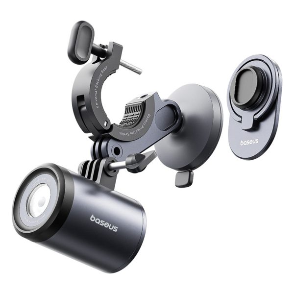 1033561-4-uchwyt-rowerowy-na-smartfon-z-lampka-akumulatorowa-baseus-hurtownia-dropshipping.jpg Viedtālruņa velosipēda turētājs ar 2-in-1 uzlādējamu lukturi 3000mAh 660 lm IP68 LED - melns un pelēks