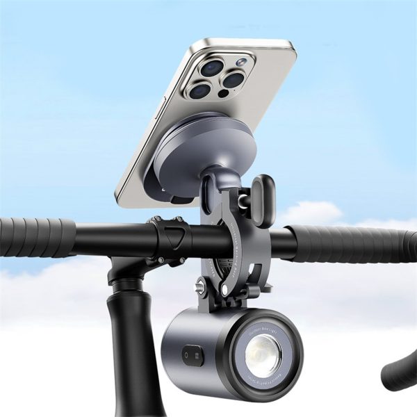 1033561-8-uchwyt-rowerowy-na-smartfon-z-lampka-akumulatorowa-baseus-hurtownia-dropshipping.jpg Viedtālruņa velosipēda turētājs ar 2-in-1 uzlādējamu lukturi 3000mAh 660 lm IP68 LED - melns un pelēks