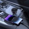 USB-A automašīnas lādētājs ar ievelkamu iPhone Lightning kabeli 55W - melns