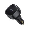 USB-A automašīnas lādētājs ar ievelkamu iPhone Lightning kabeli 55W - melns