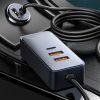 Automašīnas lādētājs ar USB-A USB-C pagarinātāja kabeli PPS 120W - gaiši pelēks