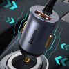Automašīnas lādētājs ar USB-A USB-C pagarinātāja kabeli PPS 120W - gaiši pelēks