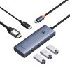 HUB 5-in-1 sadalītājs USB-C uz HDMI USB-A USB-C PD 4K - pelēks