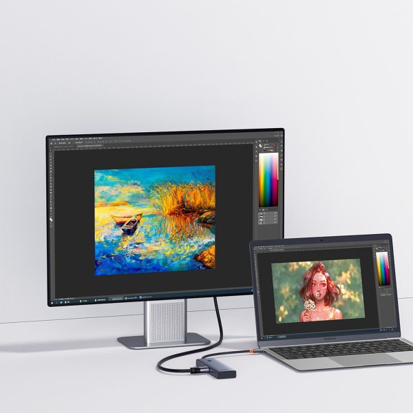 HUB 5-in-1 sadalītājs USB-C uz HDMI USB-A USB-C PD 4K - pelēks