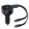 2-in-1 automašīnas lādētājs ar diviem USB-C kabeļiem, 33W - melns