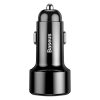 Automašīnas lādētājs ar displeju USB-A USB-C 45W - melns